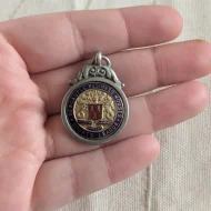 Antique Sterling Silver Enamel Medal Fob Newcastle Business Houses Sports League - Image 8