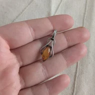 Sterling Silver Amber Twisted Modern Pendant - Image 7
