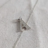 Sterling Silver CZ Clear Stone Letter A Pendant, Necklace Minimalist - Image 6