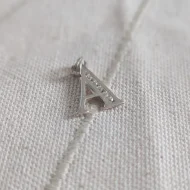 Sterling Silver CZ Clear Stone Letter A Pendant, Necklace Minimalist - Image 2