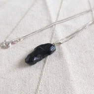 Sterling Silver Jet Pendant Necklace Natural Organic Shap - Image 8