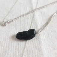 Sterling Silver Jet Pendant Necklace Natural Organic Shap - Image 9