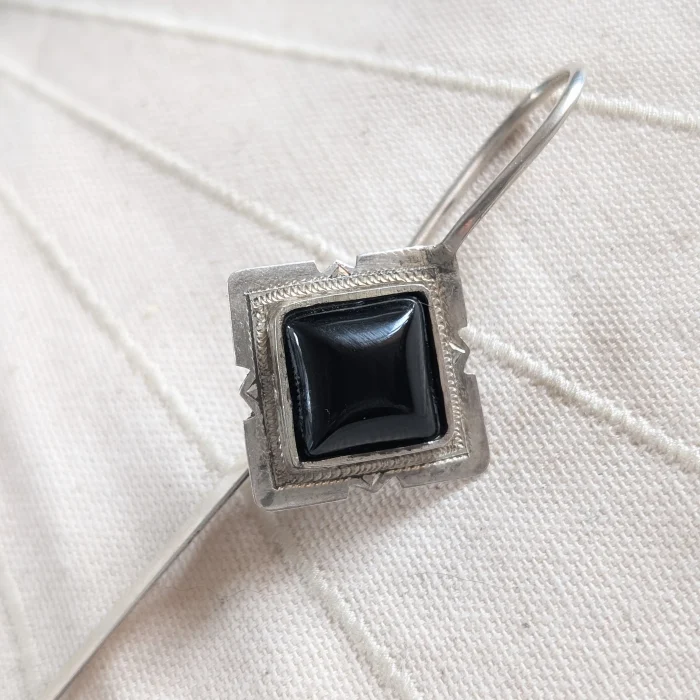 Vintage Silver Bookmark/Letter Opener Onyx Long Etched