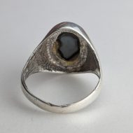 Vintage Sterling Silver Hematite Faceted Signet Ring - Image 7
