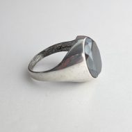 Vintage Sterling Silver Hematite Faceted Signet Ring - Image 8
