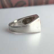 Vintage Sterling Silver Quartz Signet Ring Chunky Faceted Square Band - Image 8