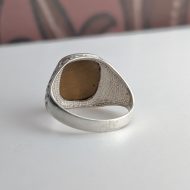 Vintage Sterling Silver Tigers Eye Signet Ring, Chunky Ornate Scrolled Shoulders - Image 10