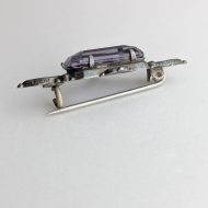 Antique Sterling Silver Purple Glass Ornate Brooch, Hallmarked 1916 - Image 5