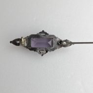Antique Sterling Silver Purple Glass Ornate Brooch, Hallmarked 1916 - Image 6