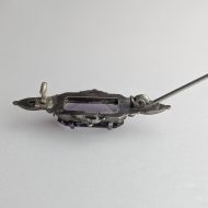 Antique Sterling Silver Purple Glass Ornate Brooch, Hallmarked 1916 - Image 7