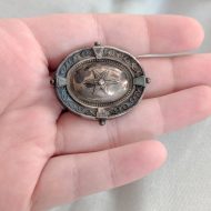 Antique Silver Star Round Domed Ornate Brooch - Image 2
