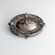Antique Silver Star Round Domed Ornate Brooch - Image 4