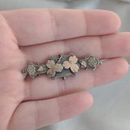 Antique Sterling Silver Gold Accent Ivy Leaf Brooch Victorian Sweetheart - Image 2
