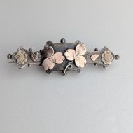 Antique Sterling Silver Gold Accent Ivy Leaf Brooch Victorian Sweetheart - Image 3