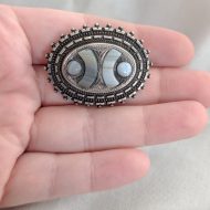 Antique Silver Montrose Agate Oval Brooch Victorian Scottish Pin - Image 2