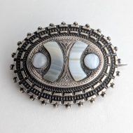 Antique Silver Montrose Agate Oval Brooch Victorian Scottish Pin - Image 3