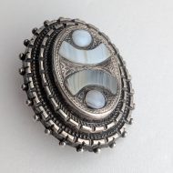 Antique Silver Montrose Agate Oval Brooch Victorian Scottish Pin - Image 7