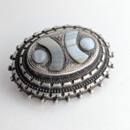 Antique Silver Montrose Agate Oval Brooch Victorian Scottish Pin - Image 8