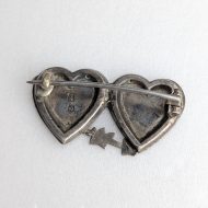 Antique Victorian Sterling Silver Mizpah Brooch Heart Ivy Leaf Foliate Pin - Image 7