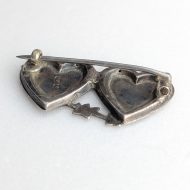 Antique Victorian Sterling Silver Mizpah Brooch Heart Ivy Leaf Foliate Pin - Image 8