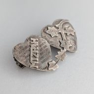 Antique Victorian Sterling Silver Mizpah Brooch Heart Ivy Leaf Foliate Pin - Image 9