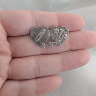 Antique Victorian Sterling Silver Mizpah Brooch Heart Ivy Leaf Foliate Pin - Image 2