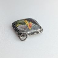 Vintage Sterling Silver Morpho Butterfly Wing Pendant, Sailing Boat Paradise Scene - Image 6