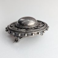 Antique Victorian Silver Round Brooch Domed Filigree Shield - Image 7