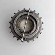 Antique Victorian Silver Round Brooch Domed Filigree Shield - Image 8