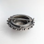 Antique Victorian Silver Round Brooch Domed Filigree Shield - Image 9