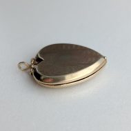 Vintage Gold Plated Heart Locket Pendant Engraved Cartouche Romantic Photo - Image 5