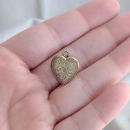 Vintage Rolled Gold Heart Locket Ornate Foliate, Love Double Photo Pendant - Image 2