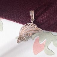 Vintage Sterling Silver Filigree Dolphin Pendant