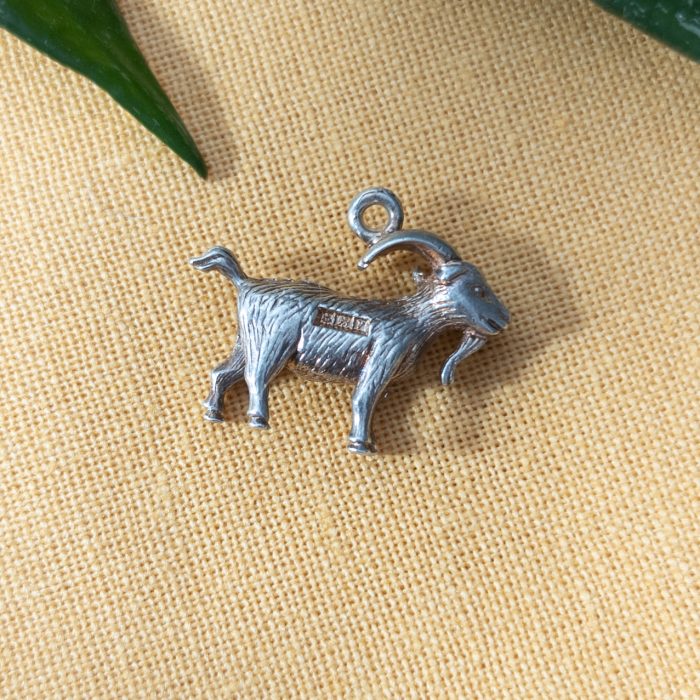 Vintage Sterling Silver Goat Charm Pendant