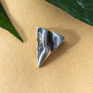 Vintage Sterling Silver Abstract Shark Tooth Pendant Modernist Brutalist Scandi