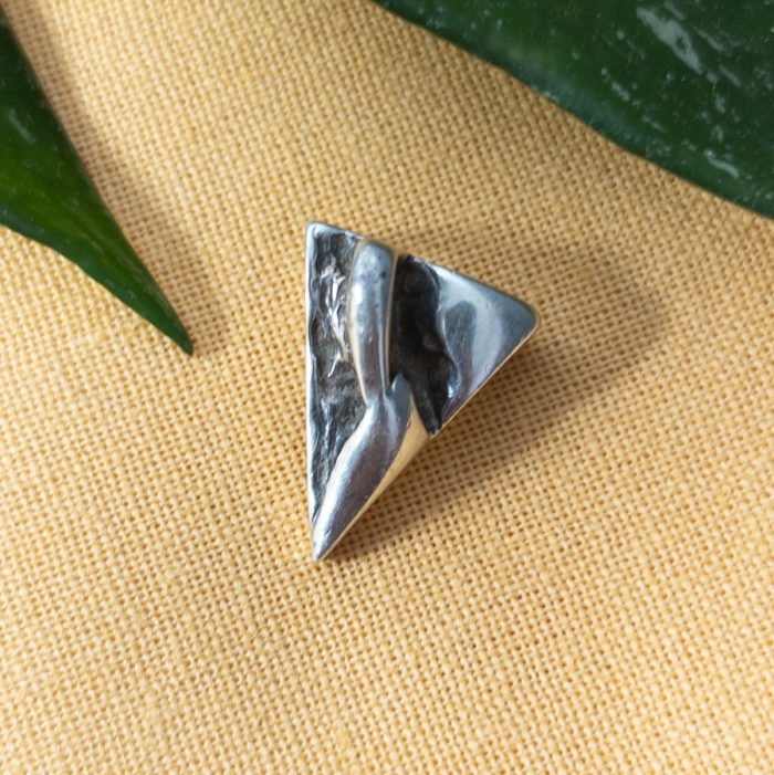 Vintage Sterling Silver Abstract Shark Tooth Pendant Modernist Brutalist Scandi