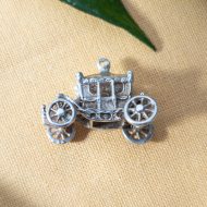 Vintage Silver Carriage Charm Pendant Princess Cinderella