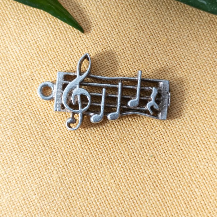 Vintage Silver Music Note Charm Sheet Pendant