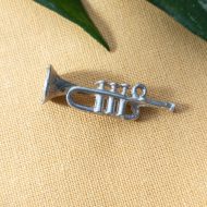 Vintage Silver Trumpet Pendant Charm