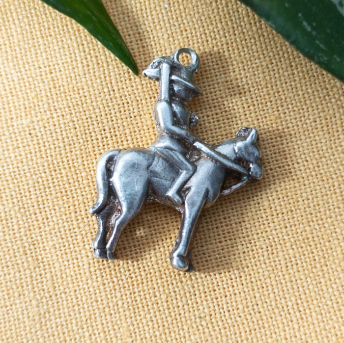 Vintage Silver Horse Rider Charm Hunt Pendant