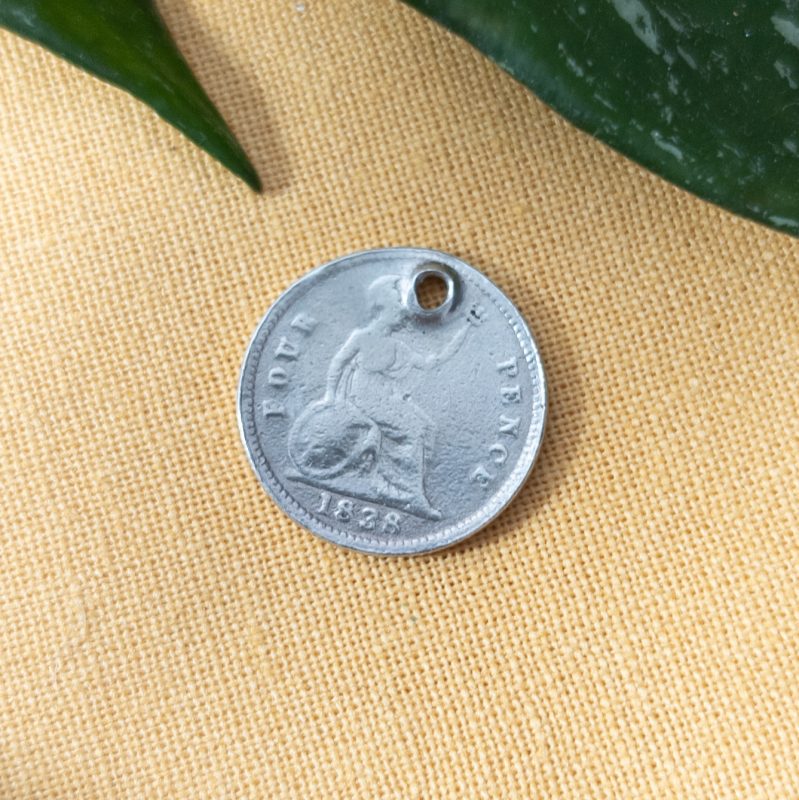 Antique Silver 1838 Four Pence Groat Charm Pendant