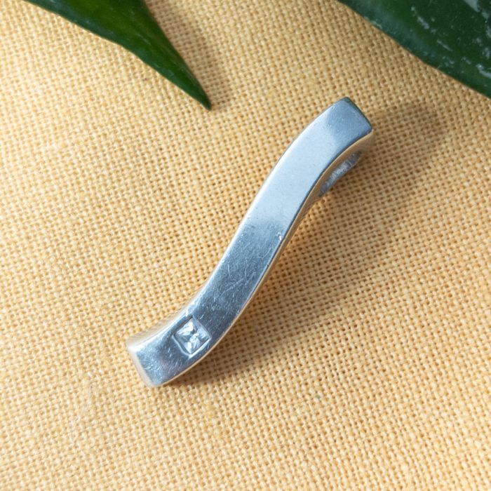 Vintage Sterling Silver CZ Wave Minimalist Modern Pendant