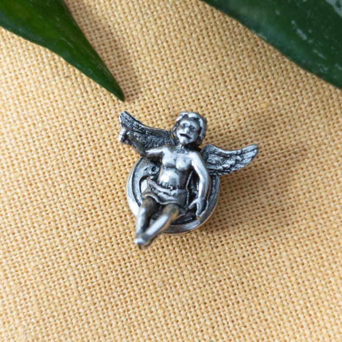 Vintage Silver Cherub Pin Angel Whimsy