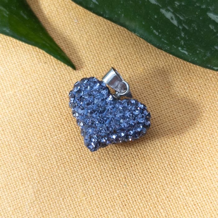 Sterling Silver Purple CZ Puffy Heart Pendant Sparkly