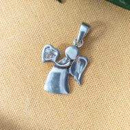 Sterling Silver CZ Angel Pendant Charm
