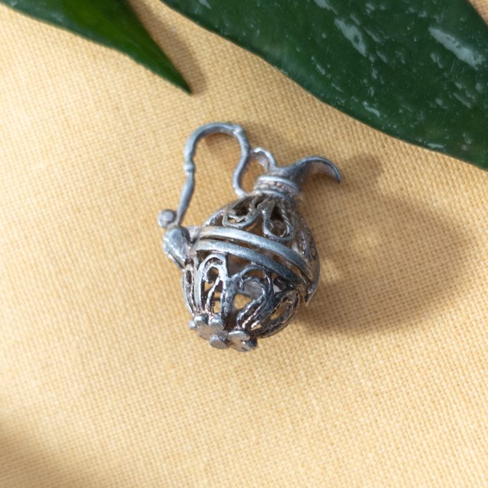 Vintage Silver Hollow Teapot Charm Pendant
