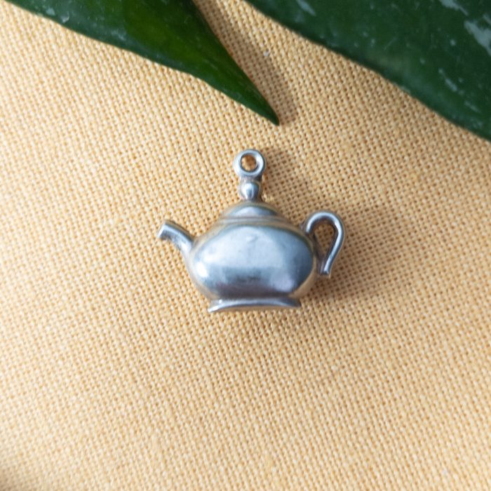 Vintage Silver Hollow Teapot Charm Pendant