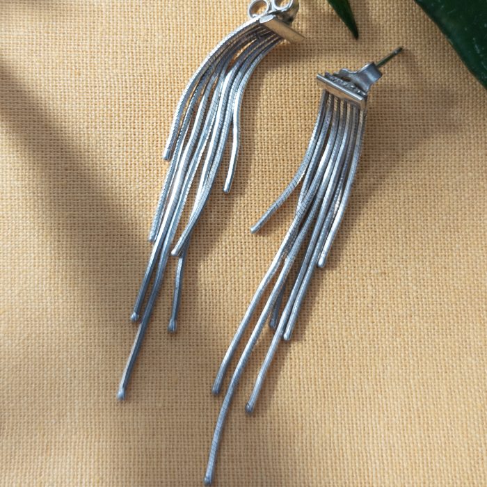 Vintage Sterling Silver Dangle Drop Long Earrings 925 Chain