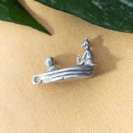 Vintage Silver Owl and Cat Boat Charm Pendant Unusual Unique