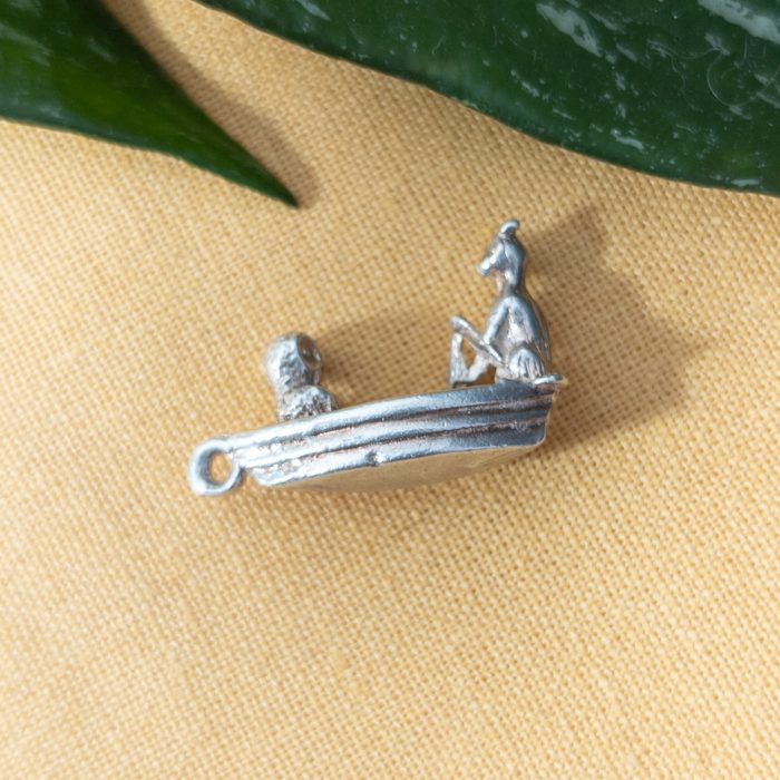 Vintage Silver Owl and Cat Boat Charm Pendant Unusual Unique
